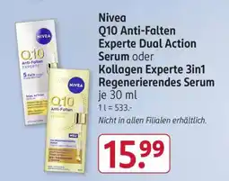 Rossmann Nivea Q10 Anti-Falten Experte Dual Action Serum oder Kollagen Experte 3in1 Regenerierendes Serum Angebot