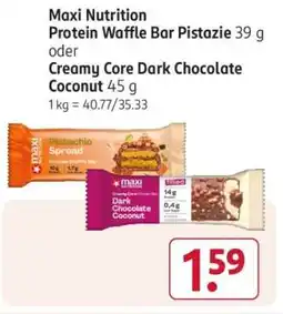 Rossmann Maxi Nutrition Protein Waffle Bar Pistazie oder Creamy Core Dark Chocolate Coconut Angebot