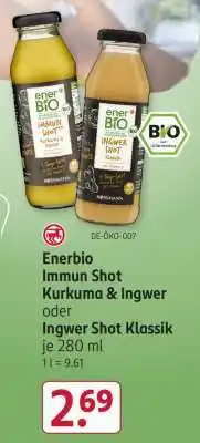 Rossmann Enerbio Immun Shot Kurkuma & Ingwer oder Ingwer Shot Klassik Angebot