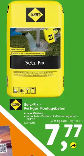 Globus Baumarkt SAKRET Setz-Fix Fertiger Montagebeton Angebot