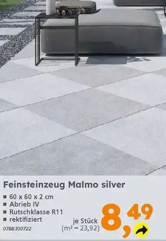Globus Baumarkt Feinsteinzeug Malmo silver Angebot
