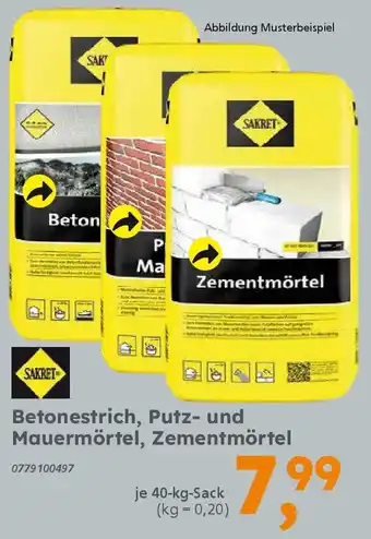 Globus Baumarkt SAKRET Betonestrich, Putz- und Mauermörtel, Zementmörtel Angebot