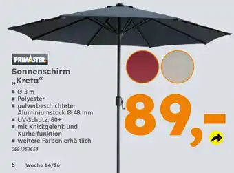 Globus Baumarkt PRIMASTER Sonnenschirm ,,Kreta" Angebot