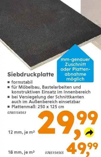 Globus Baumarkt Siebdruckplatte Angebot