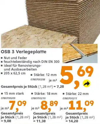 Globus Baumarkt OSB 3 Verlegeplatte Angebot