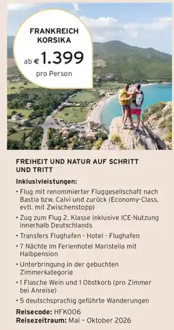 Tchibo Tchibo TRAVEL FRANKREICH KORSIKA FREIHEIT UND NATUR AUF SCHRITT UND TRITT Angebot