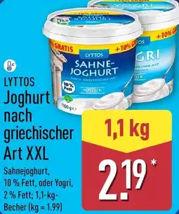 Aldi Nord LYTTOS Joghurt nach griechischer Art XXL Angebot