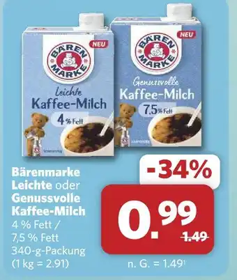 Combi Bärenmarke leichte kaffee-milch Angebot