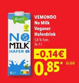 Lidl Vemondo no milk veganer haferdrink Angebot