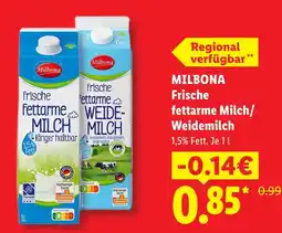 Lidl Milbona frische fettarme milch Angebot