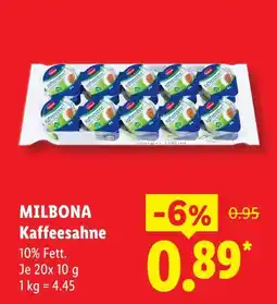 Lidl Milbona kaffeesahne Angebot