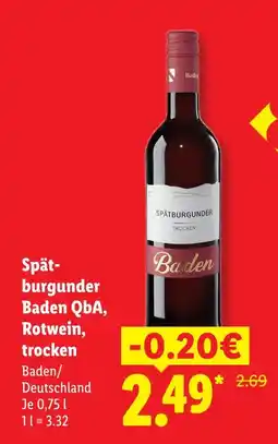Lidl Baden spätburgunder baden qba, rotwein, trocken Angebot