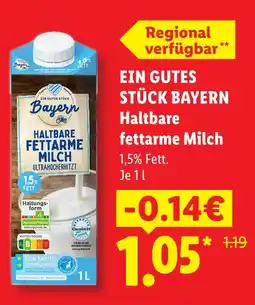 Lidl Ein gutes stück bayern haltbare fettarme milch Angebot