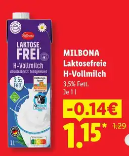 Lidl Milbona laktosefreie h-vollmilch Angebot