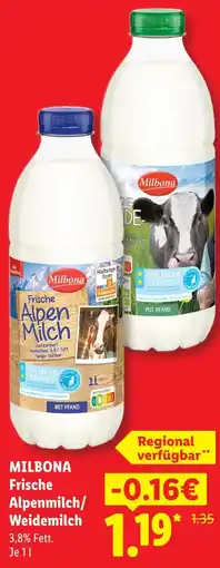 Lidl Milbona frische alpenmilch Angebot
