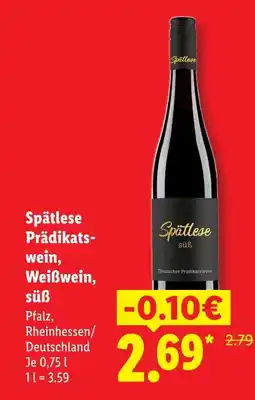Lidl Spätlese prädikatswein, weißwein, süß Angebot