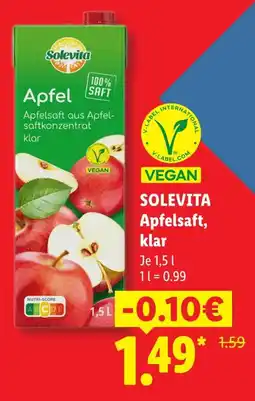 Lidl Solevita apfelsaft, klar Angebot