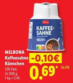 Lidl Milbona kaffeesahne kännchen Angebot