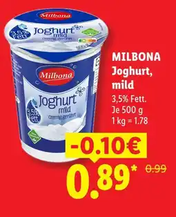 Lidl Milbona joghurt, mild Angebot