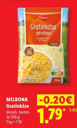 Lidl Milbona gratinkäse Angebot