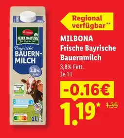 Lidl Milbona frische bayrische bauernmilch Angebot