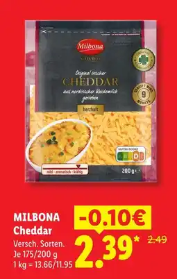 Lidl Milbona cheddar Angebot