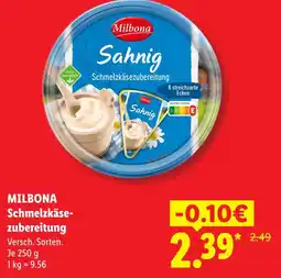 Lidl Milbona schmelzkäsezubereitung Angebot