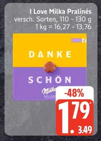 Edeka Milka i love milka pralinés Angebot