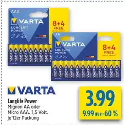 diska Varta longlife power mignon aa Angebot
