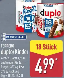 Aldi Nord FERRERO duplo/Kinder Angebot