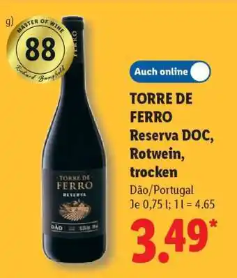 Lidl Torre de Ferro Reserva DOC, Rotwein, trocken Angebot