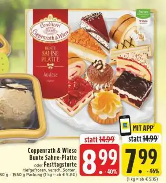 Edeka Coppenrath & Wiese Bunte Sahne Platte oder Festtagstorte Angebot