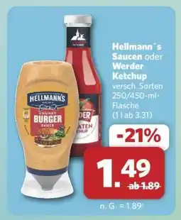 Combi Hellmann`s Saucen oder Werder Ketchup Angebot
