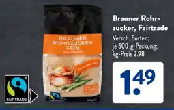 Aldi Süd Brauner Rohrzucker, Fairtrade Angebot