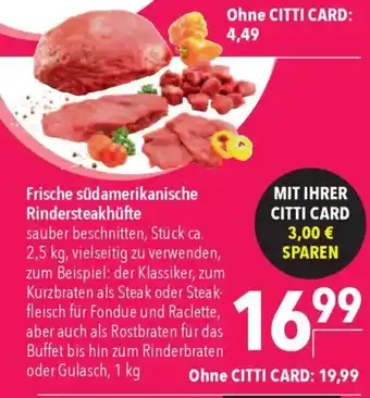 CITTI Markt Frische südamerikanische Rindersteakhüfte Angebot