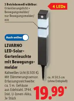 Lidl LIVARNO LED-Solar- Gartenleuchte mit Bewegungs melder Angebot