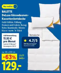 Lidl BALETTE DeLuxe Gänsedaunen- Kassettenbettdecke Angebot