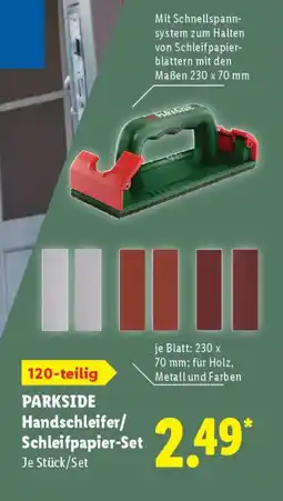 Lidl PARKSIDE Handschleifer/ Schleifpapier-Set Angebot