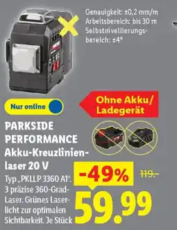 Lidl PARKSIDE PERFORMANCE Akku-Kreuzlinienlaser 20 V Angebot
