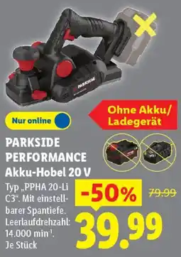 Lidl PARKSIDE PERFORMANCE Akku-Hobel 20 V Angebot