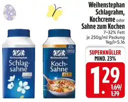Edeka Weihenstephan Schlagrahm, Kochcreme oder Sahne zum Kochen Angebot