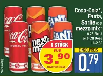 E-Center Coca-Cola, Fanta, Sprite oder mezzo mix Angebot