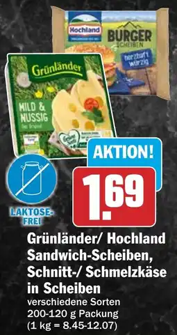 HIT Grünländer/ Hochland Sandwich-Scheiben, Schnitt-/ Schmelzkäse in Scheiben Angebot