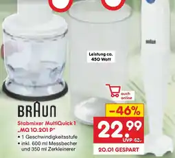 Netto Marken-Discount BRAUN Stabmixer MultiQuick 1 ,,MQ 10.201 P" Angebot