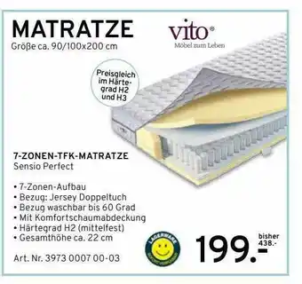 Möbel Heinrich Vito 7-zonen-tfk-matratze Sensio Perfect Angebot