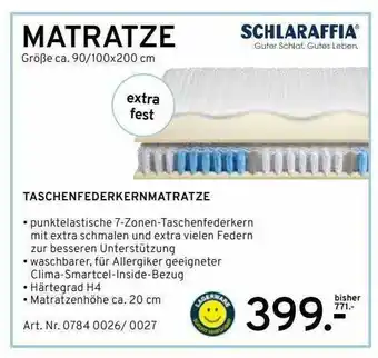 Möbel Heinrich Schlaraffia Taschenfederkernmatratze Angebot