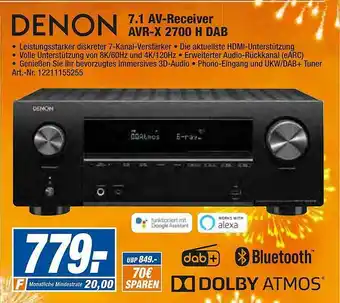 expert Techno Land Denon 7.1 Av-receiver Avr-x 2700 H Dab Angebot