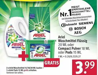 Rossmann Ariel Waschmittel Flüssig Oder Compact Pulver Oder Pods Angebot