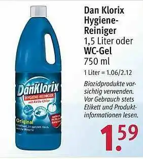 Rossmann Dan Klorix Hygiene Reiniger Oder Wc-gel Angebot