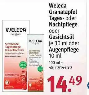 Rossmann Weleda Granatapfel Tages Oder Nachtpflege Oder Gesichtsöl Augenpflege Angebot